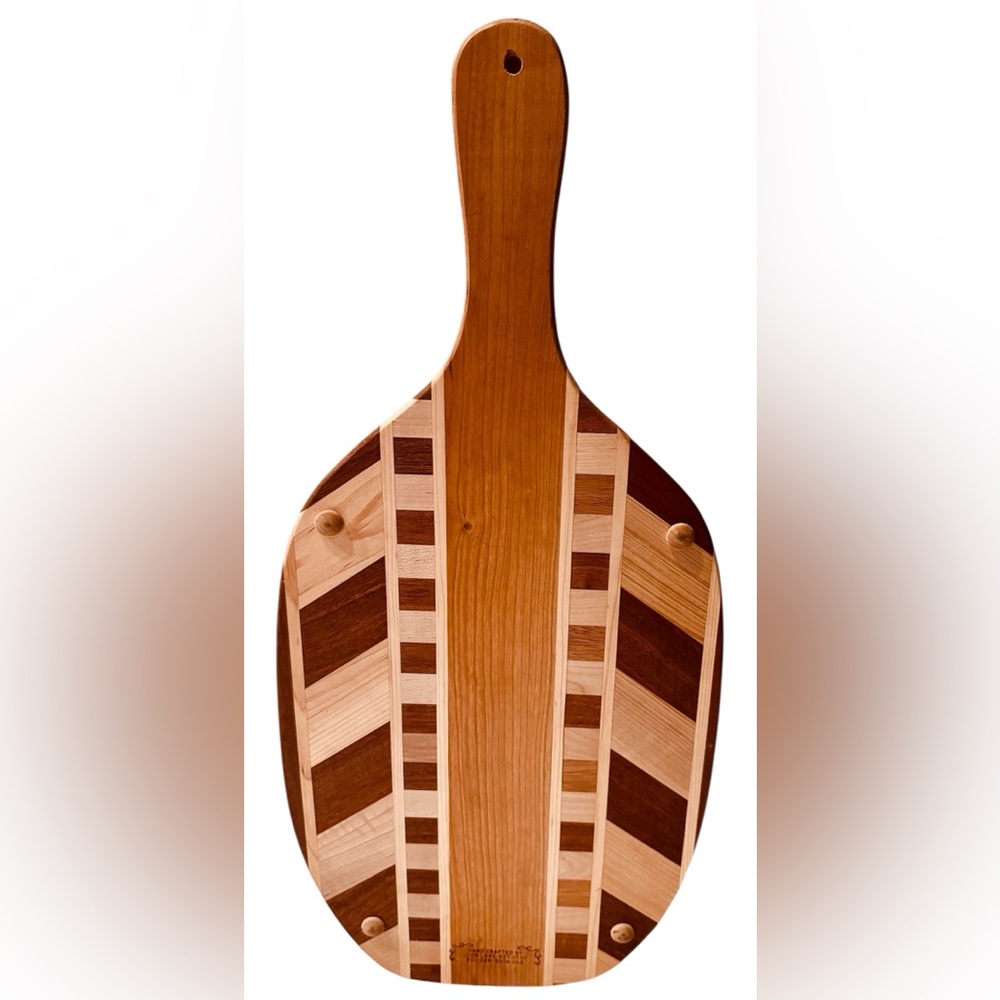 Handcrafted Wooden Paddle Cutting Board Charcuterie Tray 26x12 Mosaic Inlay